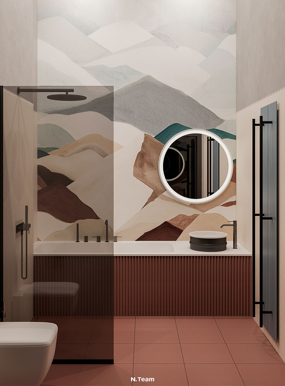 Salle de bains avec papiers peints Wall & Deco